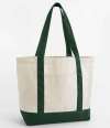 W804 Westford Mill EarthAware® Organic Varsity Shopper Natural / Bottle Green colour image